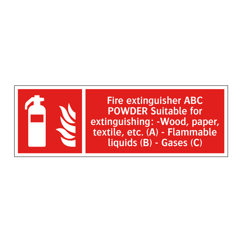 Fire extinguisher ABC POWDER Suitable for extinguishing: -Wood, paper, textile, etc. (A) - Flammable liquids (B) - Gases (C)