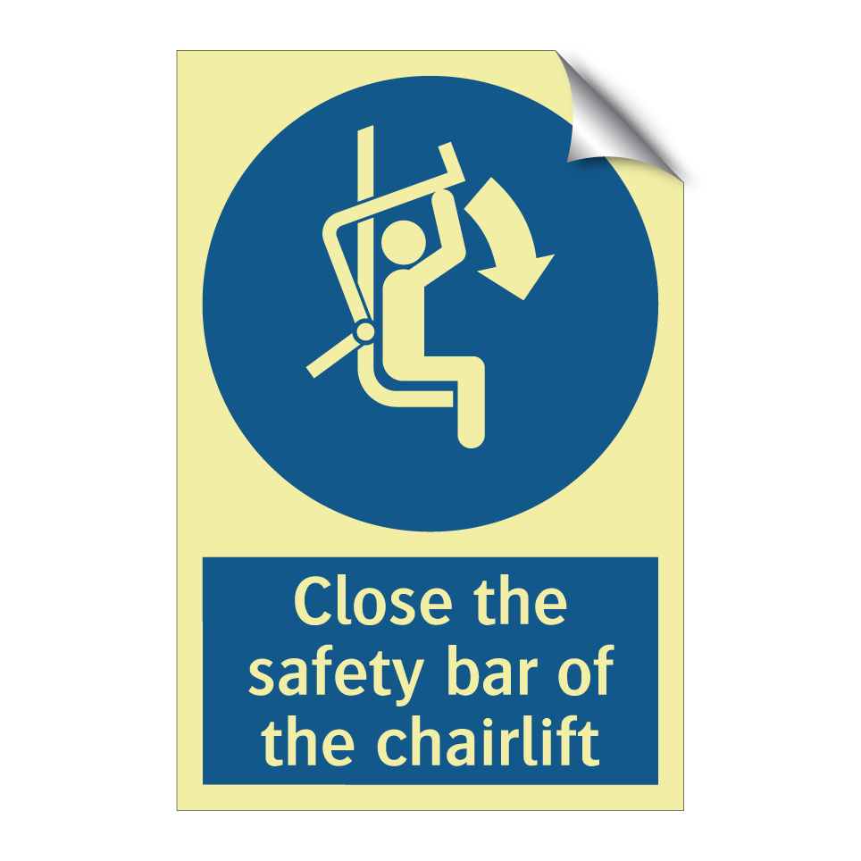 Close the safety bar of the chairlift