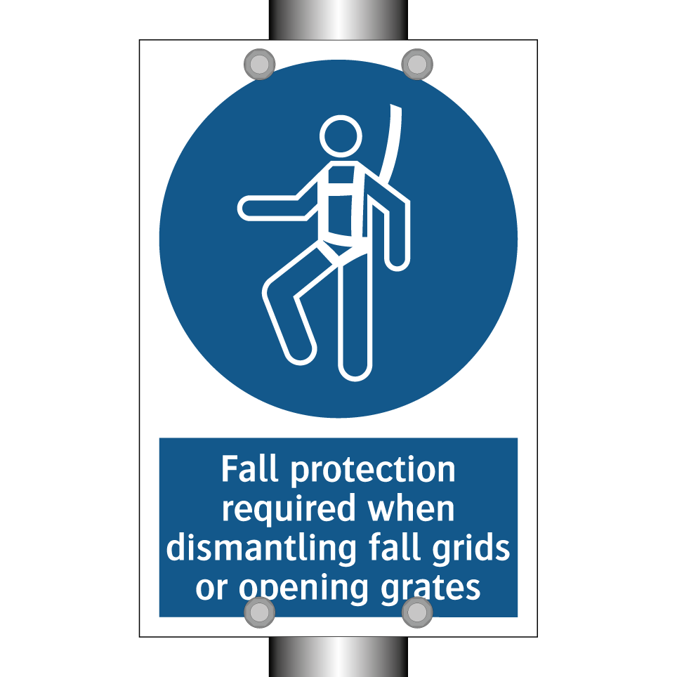 Fall protection required when dismantling fall grids or opening grates
