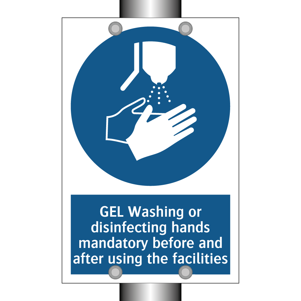GEL Washing or disinfecting hands mandatory before and after using the facilities