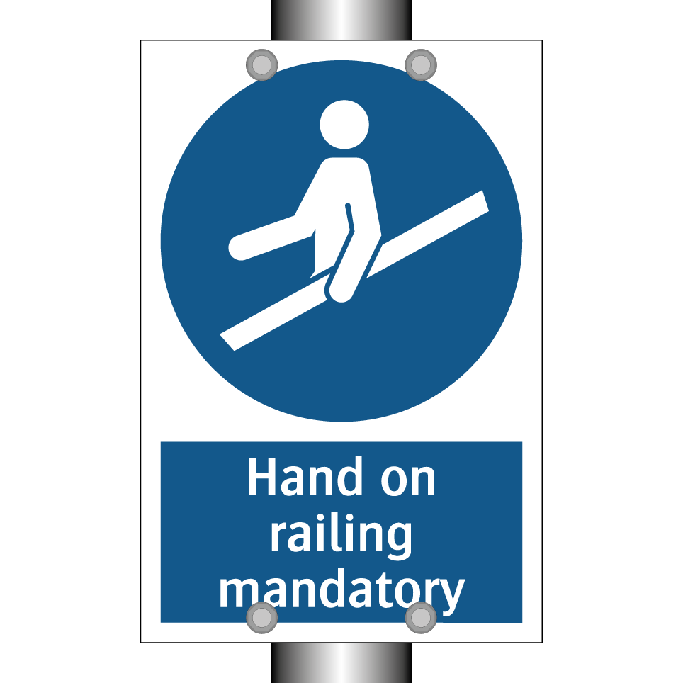 Hand on railing mandatory