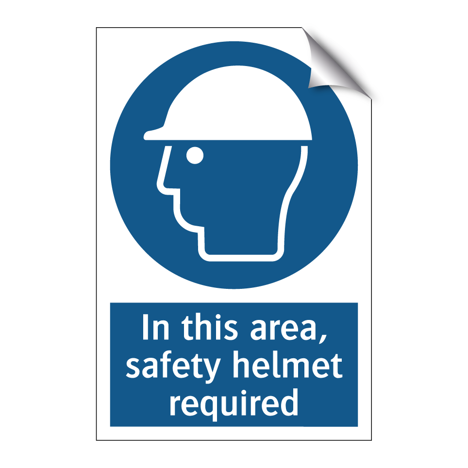 In this area, safety helmet required