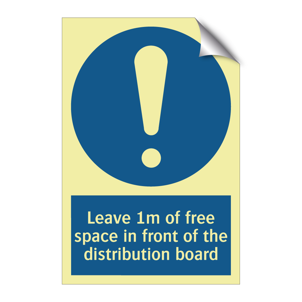 Leave 1m of free space in front of the distribution board