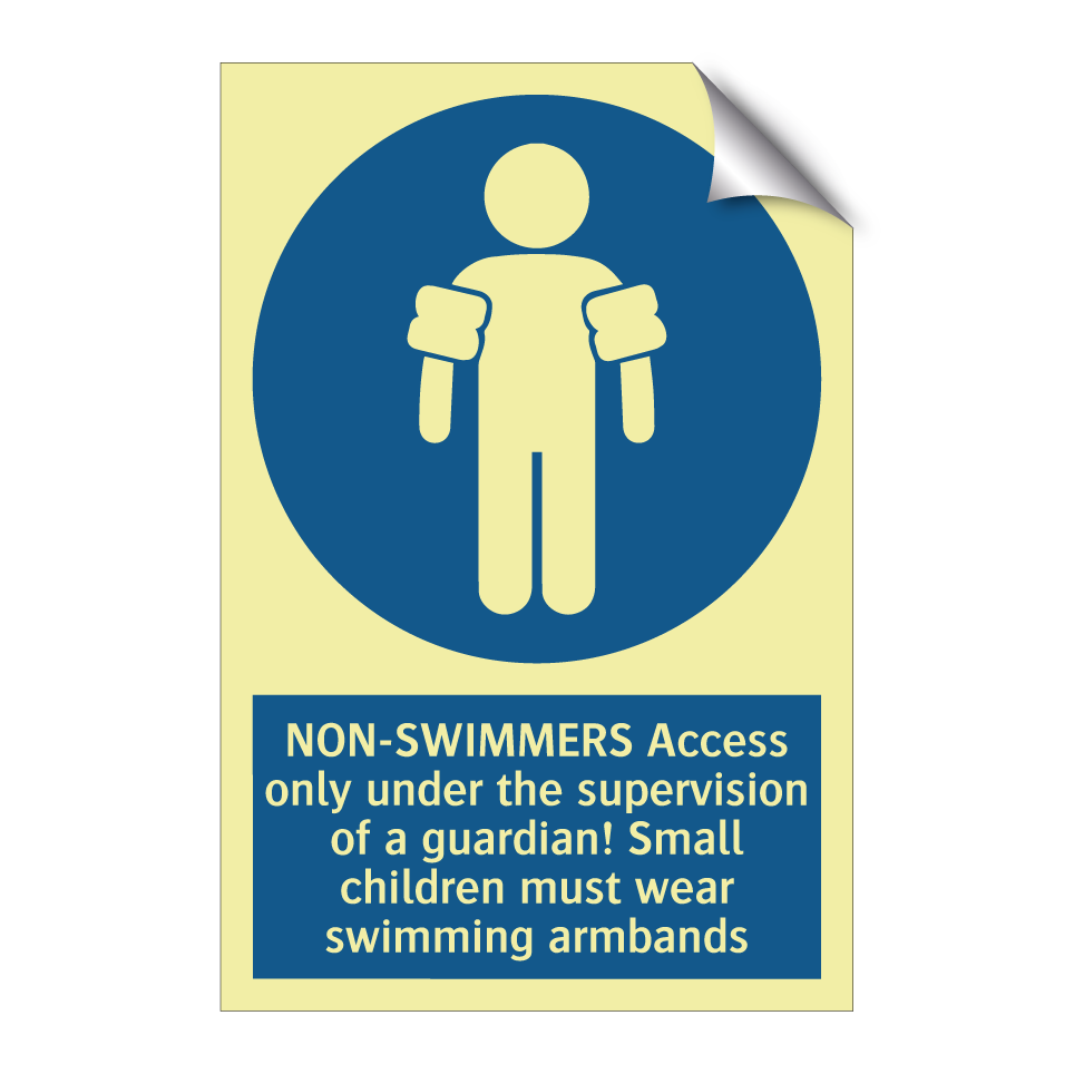NON-SWIMMERS Access only under the supervision of a guardian! Small children must wear swimming armbands