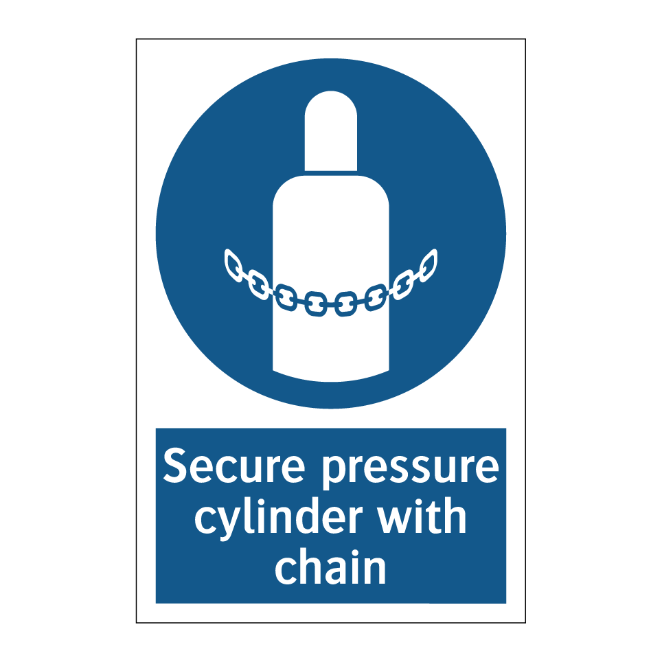 Secure pressure cylinder with chain