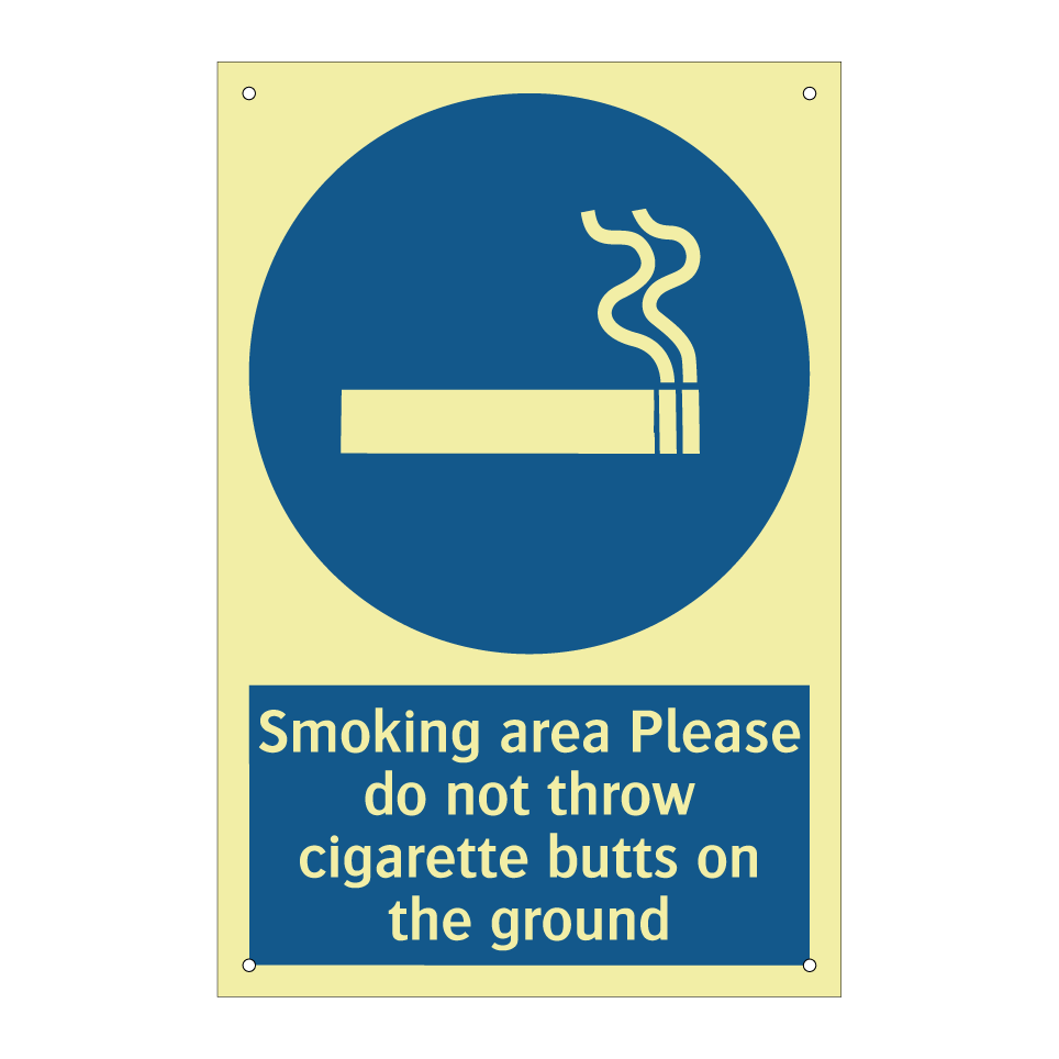 Smoking area Please do not throw cigarette butts on the ground