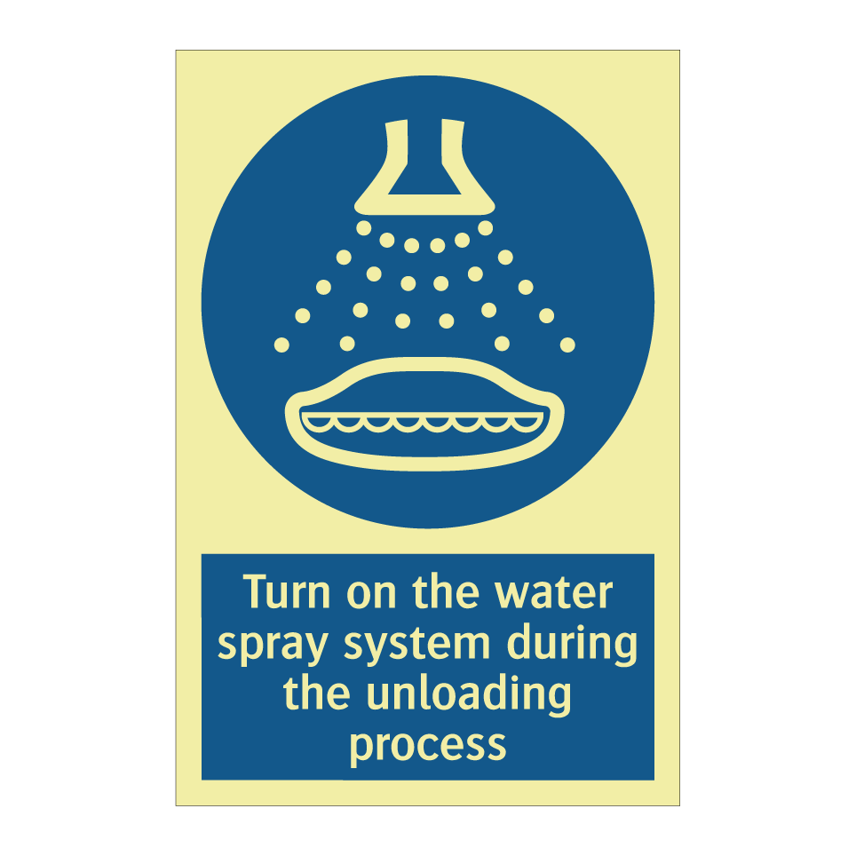 Turn on the water spray system during the unloading process