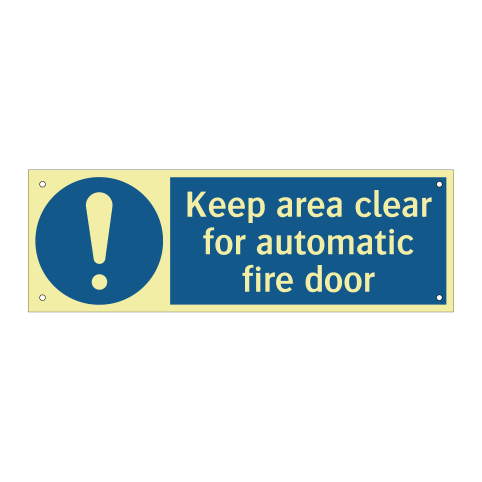 Keep area clear for automatic fire door