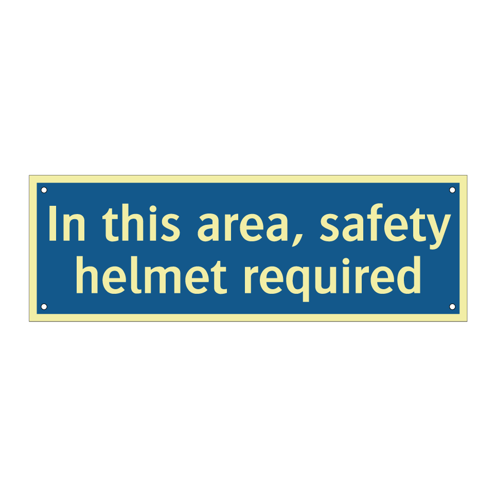 In this area, safety helmet required