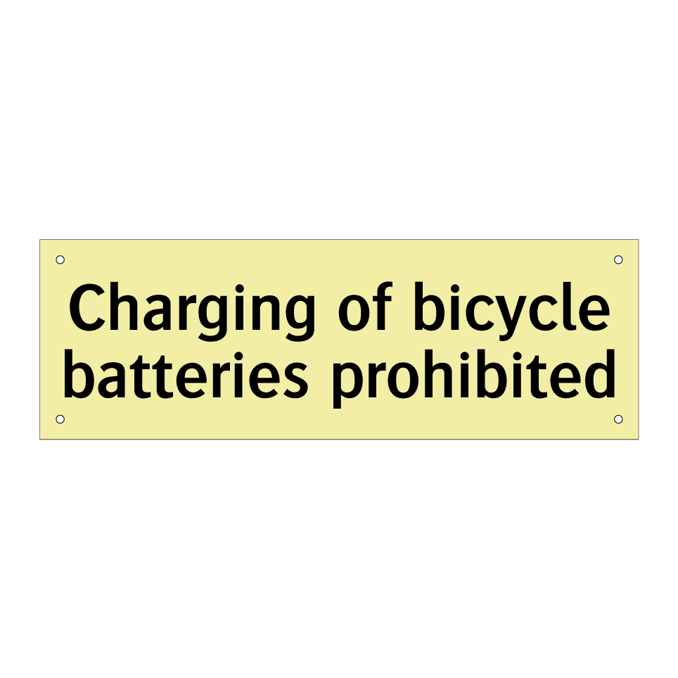Charging of bicycle batteries prohibited