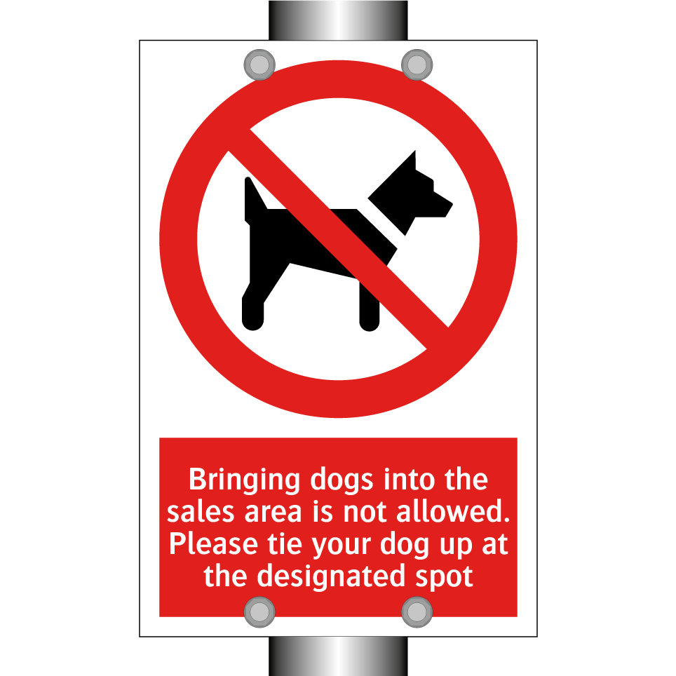 Bringing dogs into the sales area is not allowed. Please tie your dog up at the designated spot