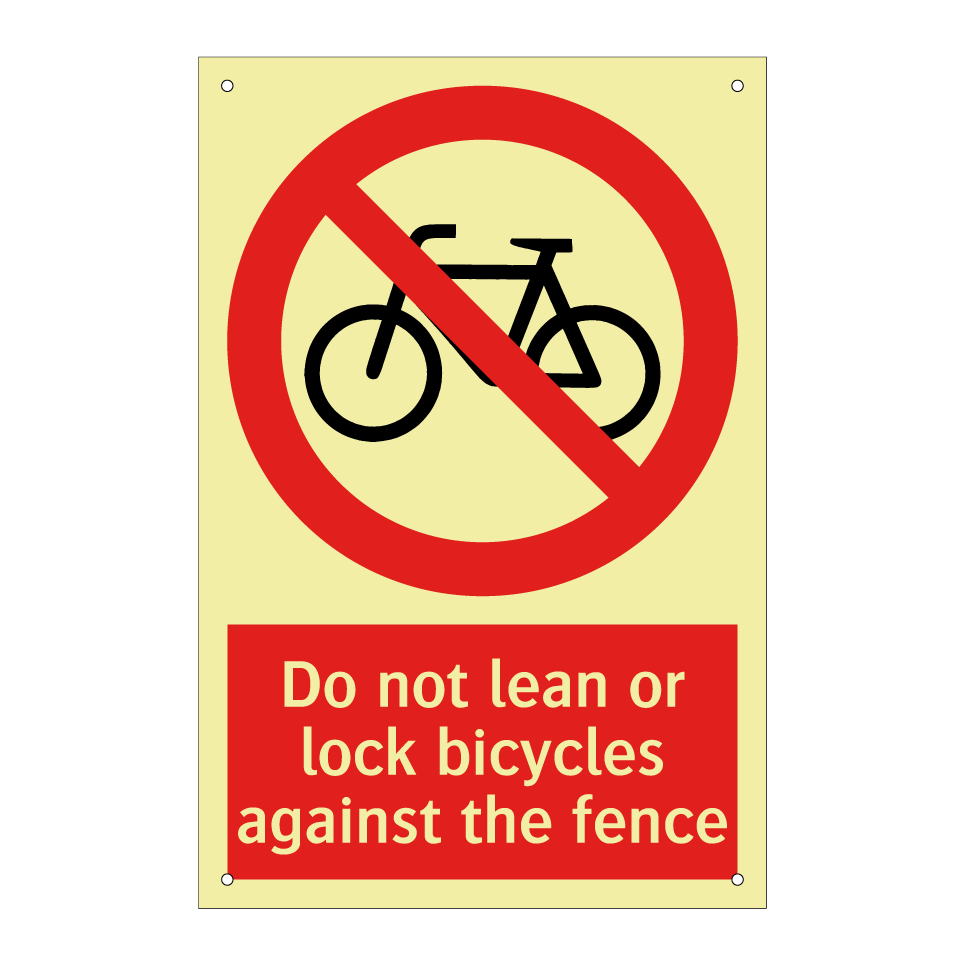 Do not lean or lock bicycles against the fence