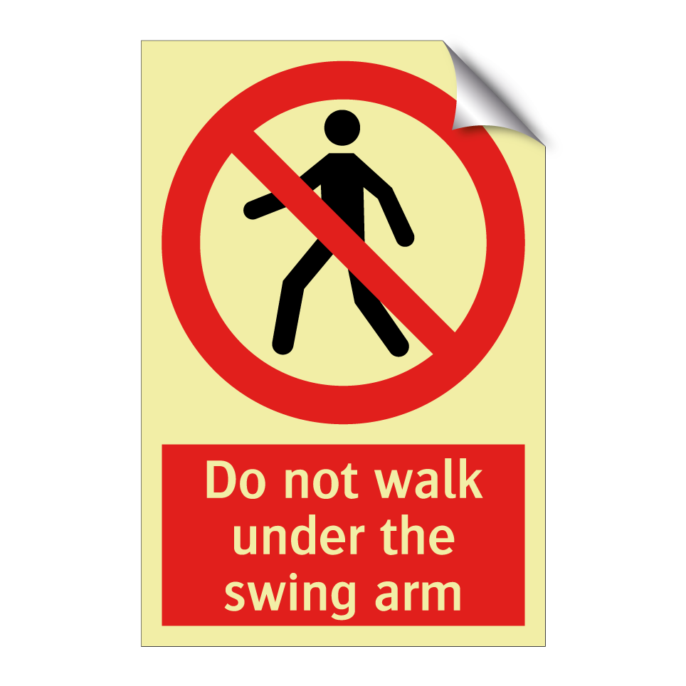 Do not walk under the swing arm