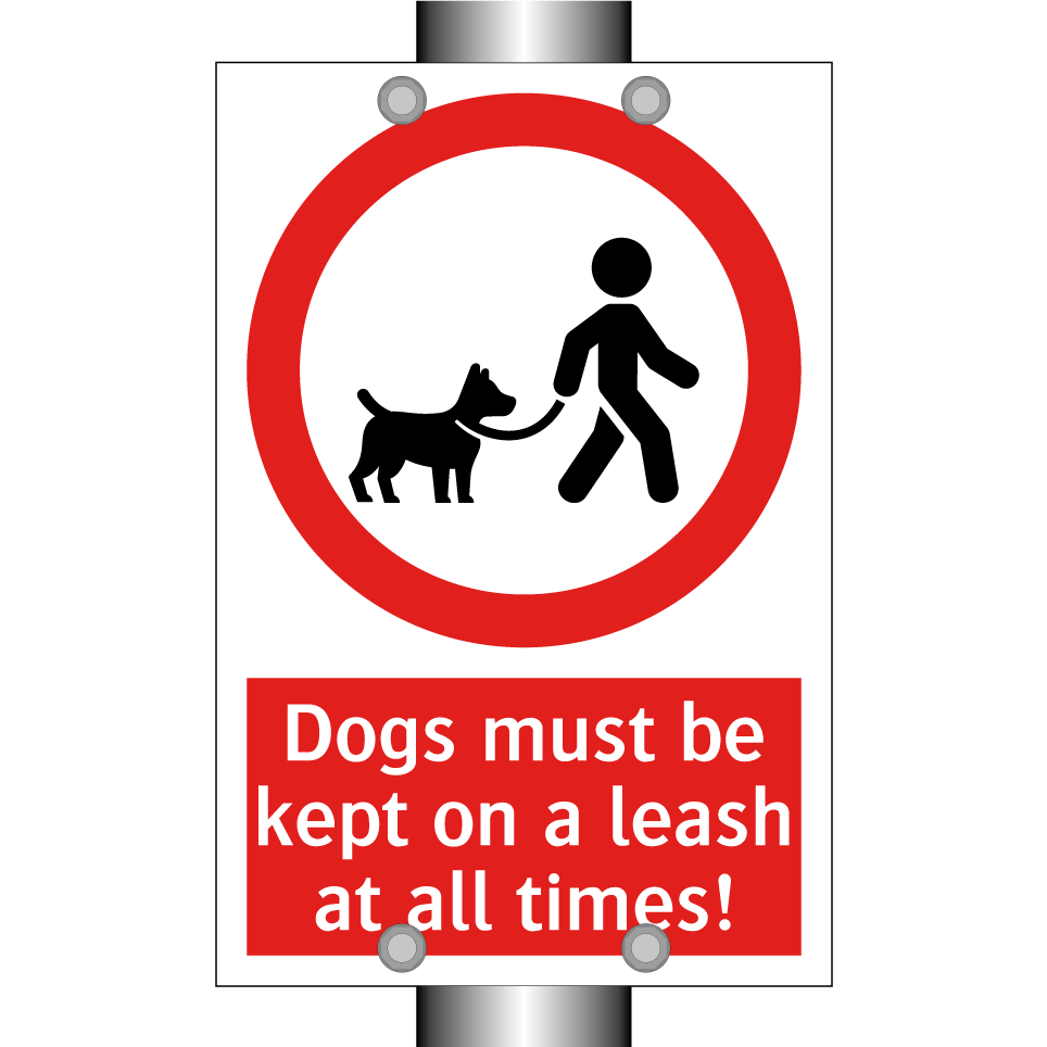 Dogs must be kept on a leash at all times!