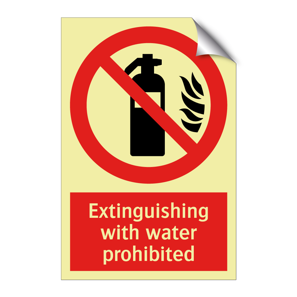 Extinguishing with water prohibited