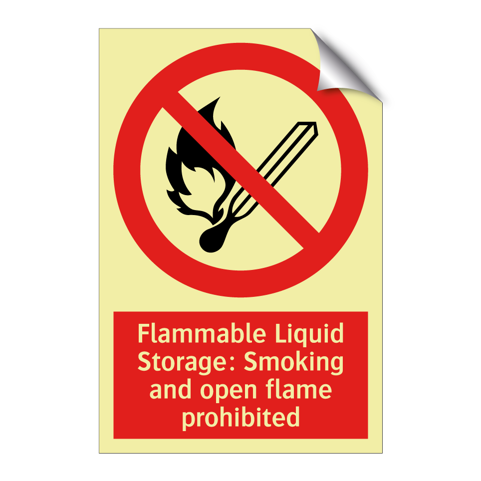 Flammable Liquid Storage: Smoking and open flame prohibited