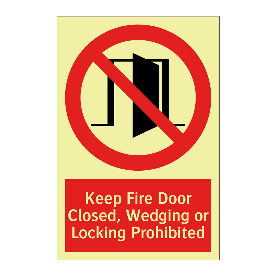 Keep Fire Door Closed, Wedging or Locking Prohibited