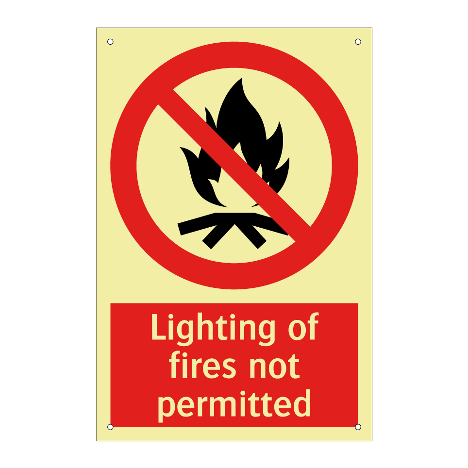 Lighting of fires not permitted