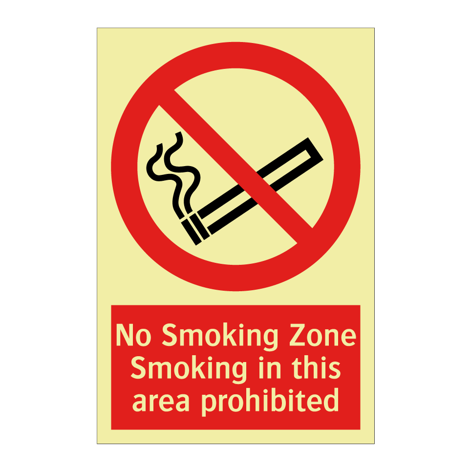 No Smoking Zone Smoking in this area prohibited