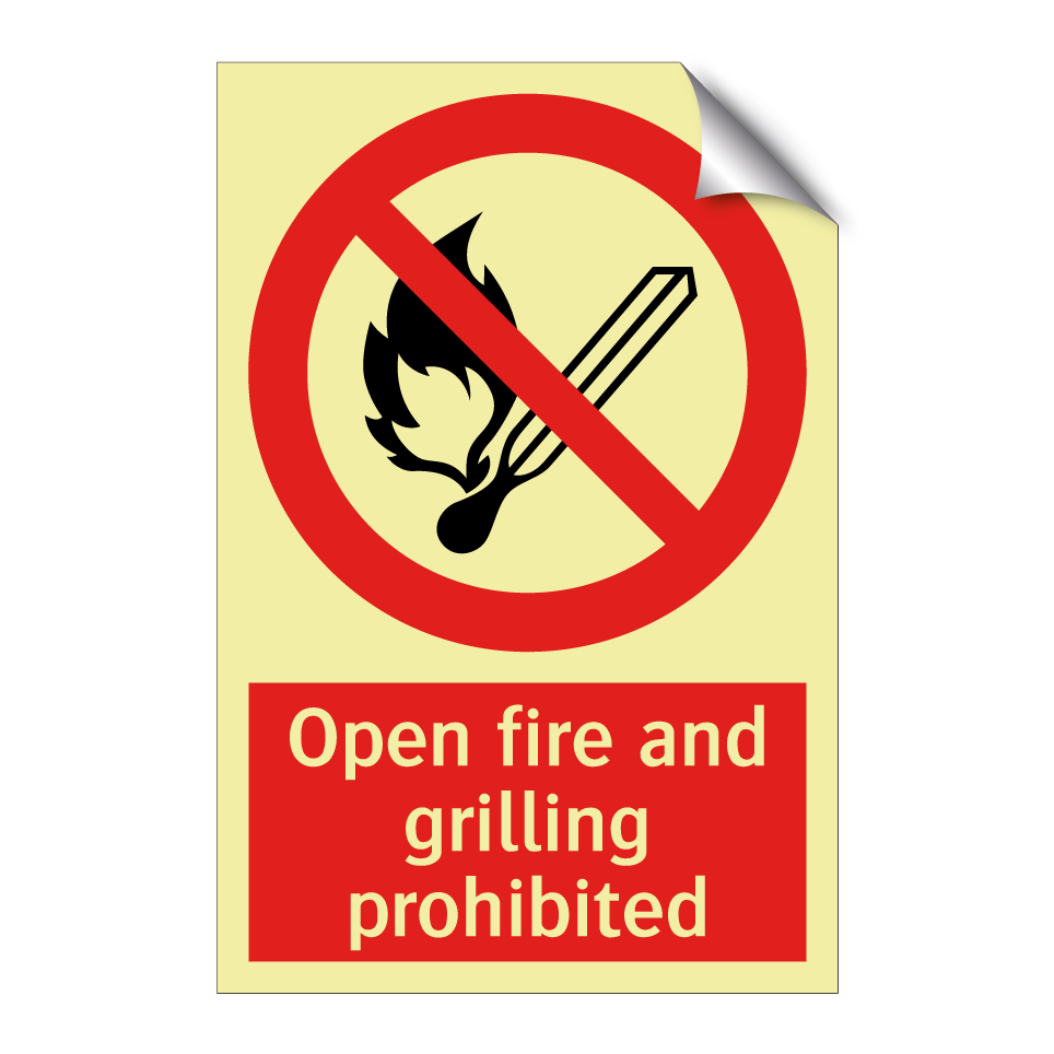 Open fire and grilling prohibited