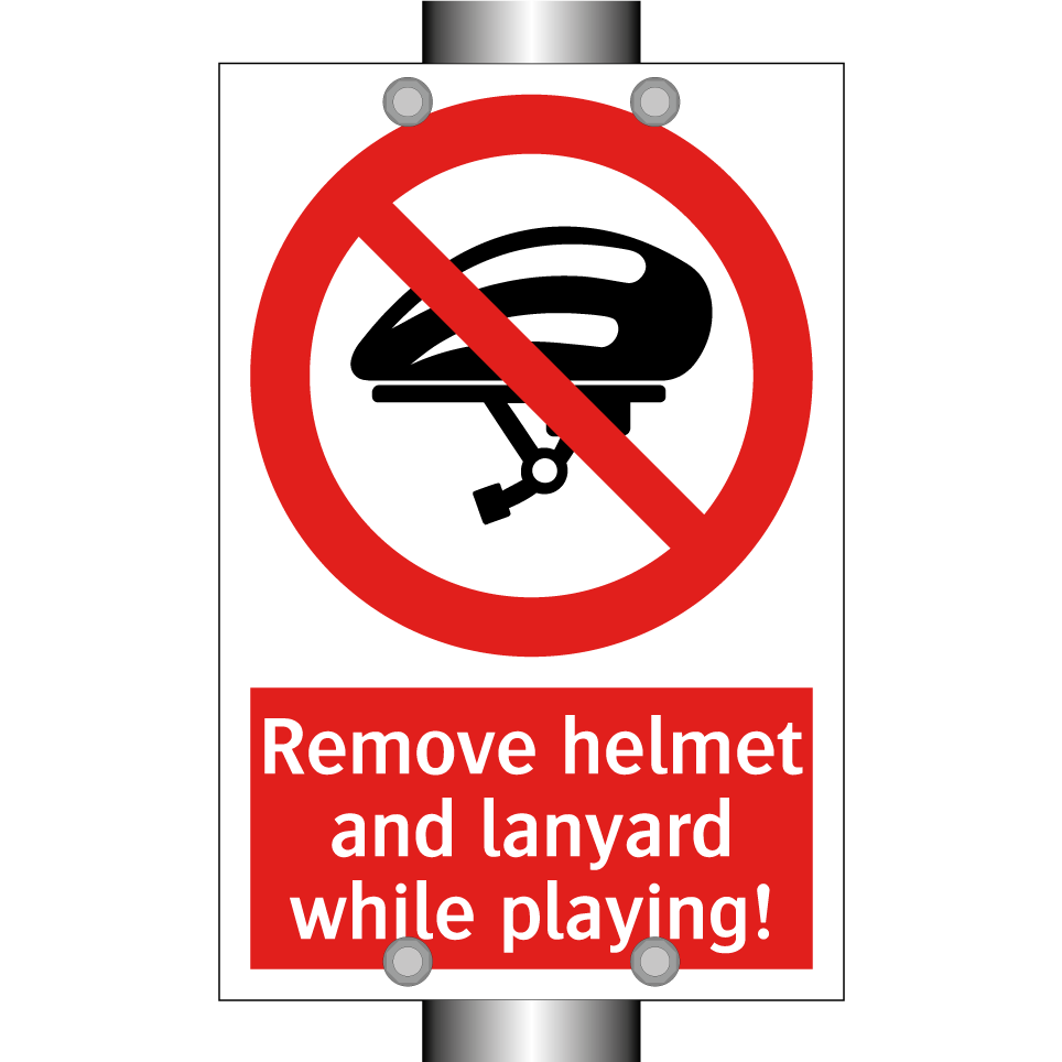 Remove helmet and lanyard while playing!