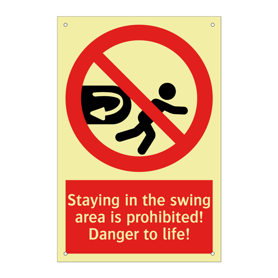 Staying in the swing area is prohibited! Danger to life!