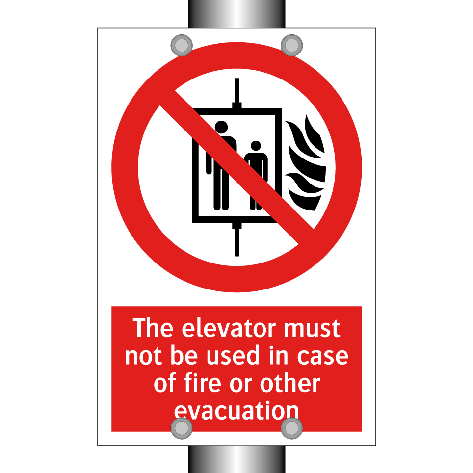 The elevator must not be used in case of fire or other evacuation