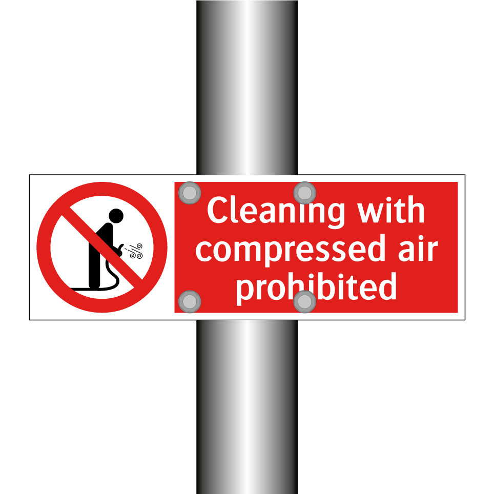 Cleaning with compressed air prohibited