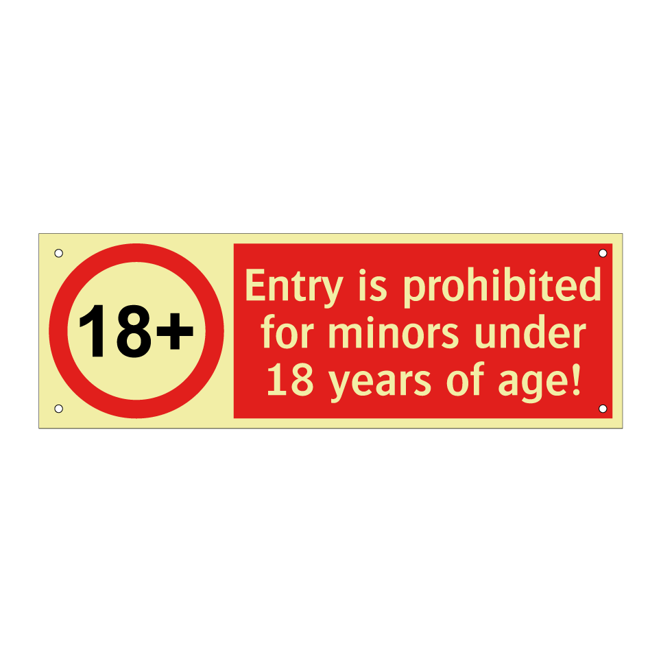 Entry is prohibited for minors under 18 years of age!