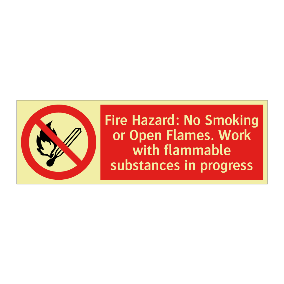 Fire Hazard: No Smoking or Open Flames. Work with flammable substances in progress