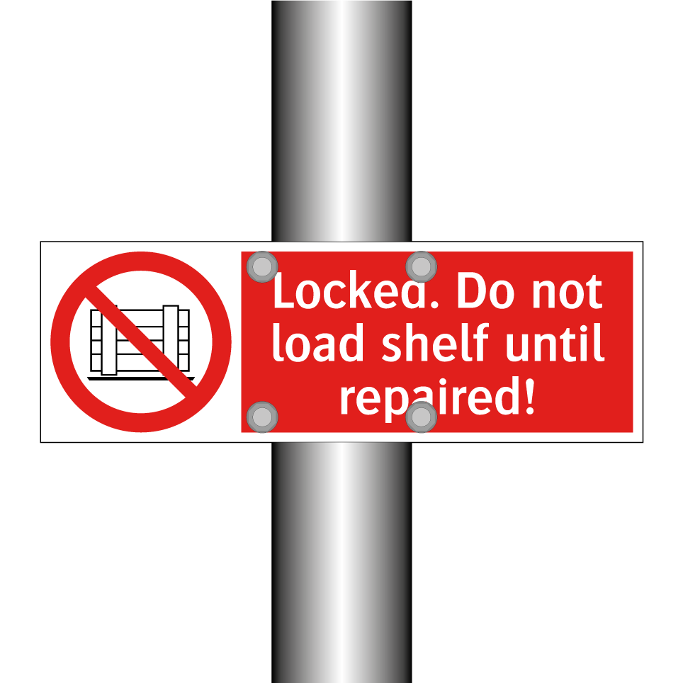 Locked. Do not load shelf until repaired!