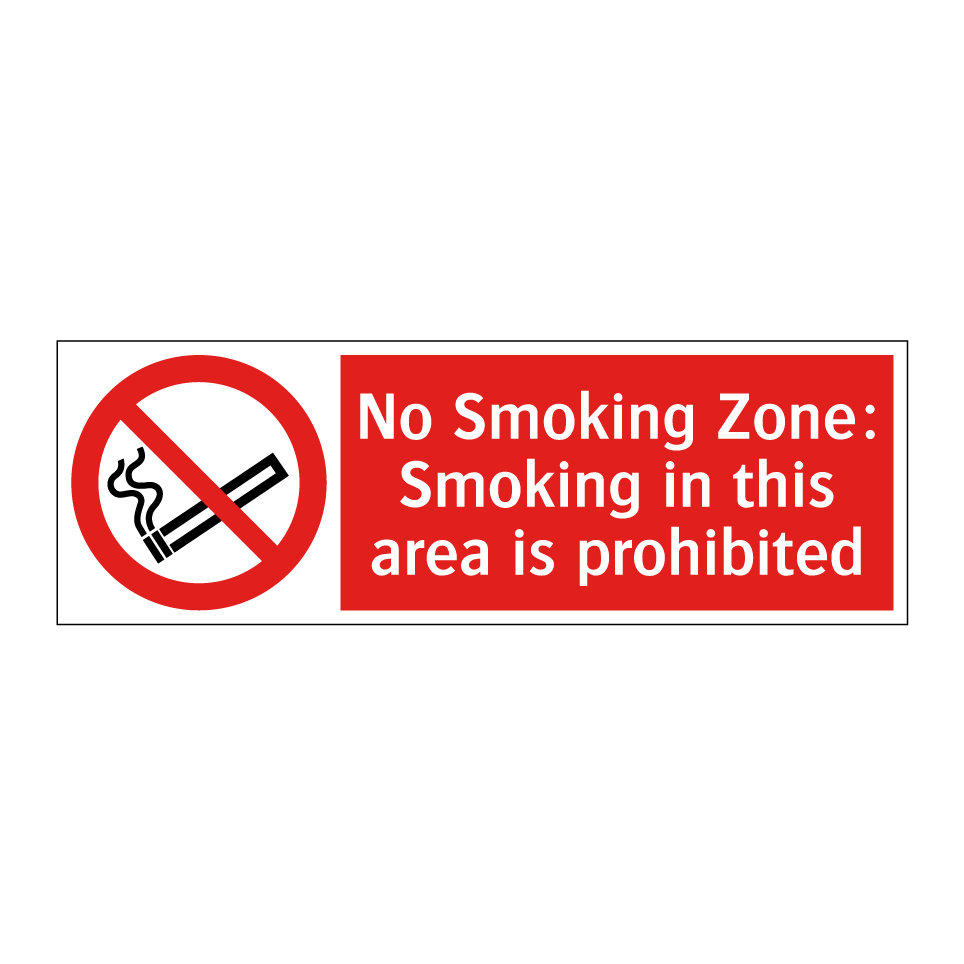 No Smoking Zone: Smoking in this area is prohibited