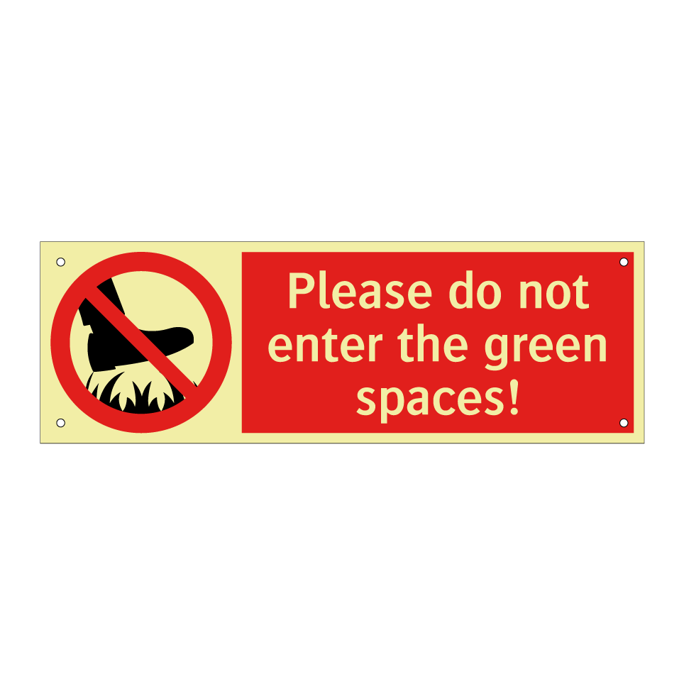Please do not enter the green spaces!