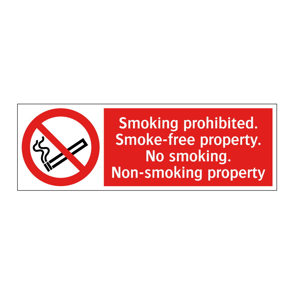 Smoking prohibited. Smoke-free property. No smoking. Non-smoking property