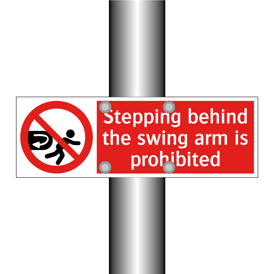 Stepping behind the swing arm is prohibited