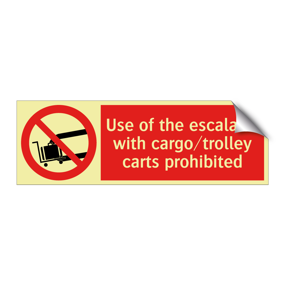 Use of the escalator with cargo/trolley carts prohibited