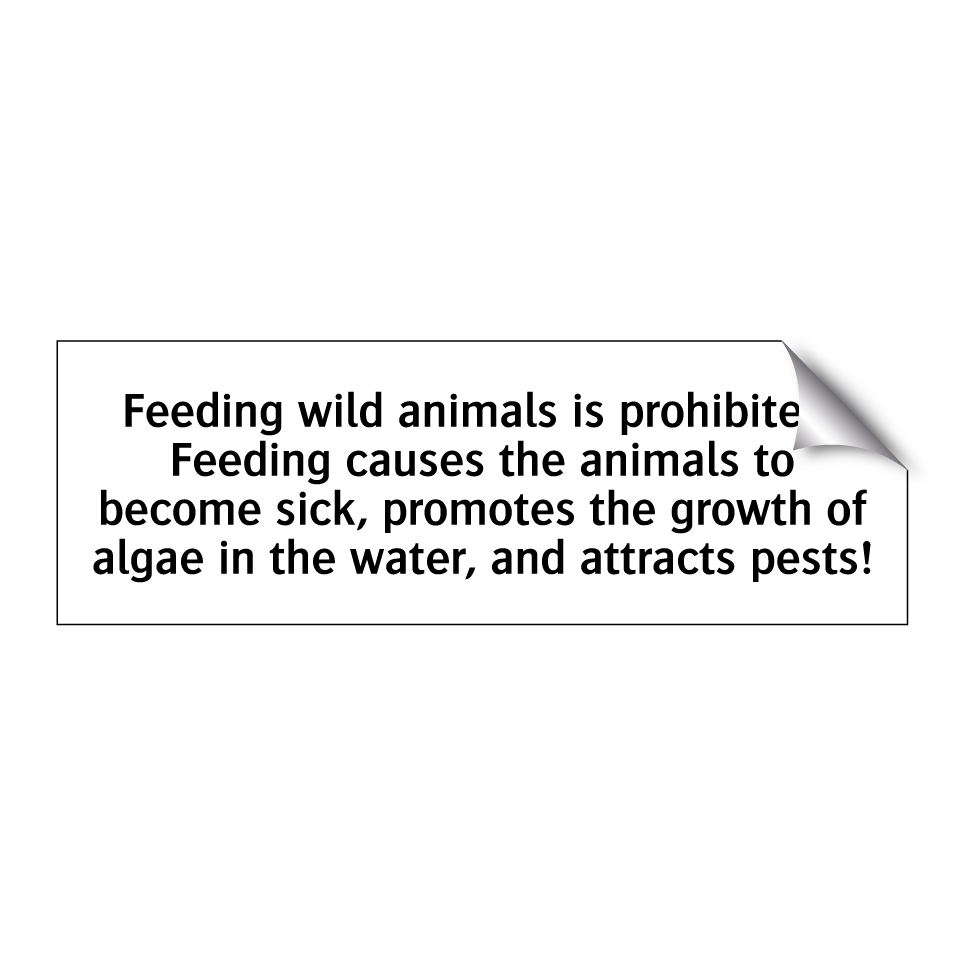 Feeding wild animals is prohibited! Feeding causes the animals to become sick, promotes the growth of algae in the water, and attracts pests!