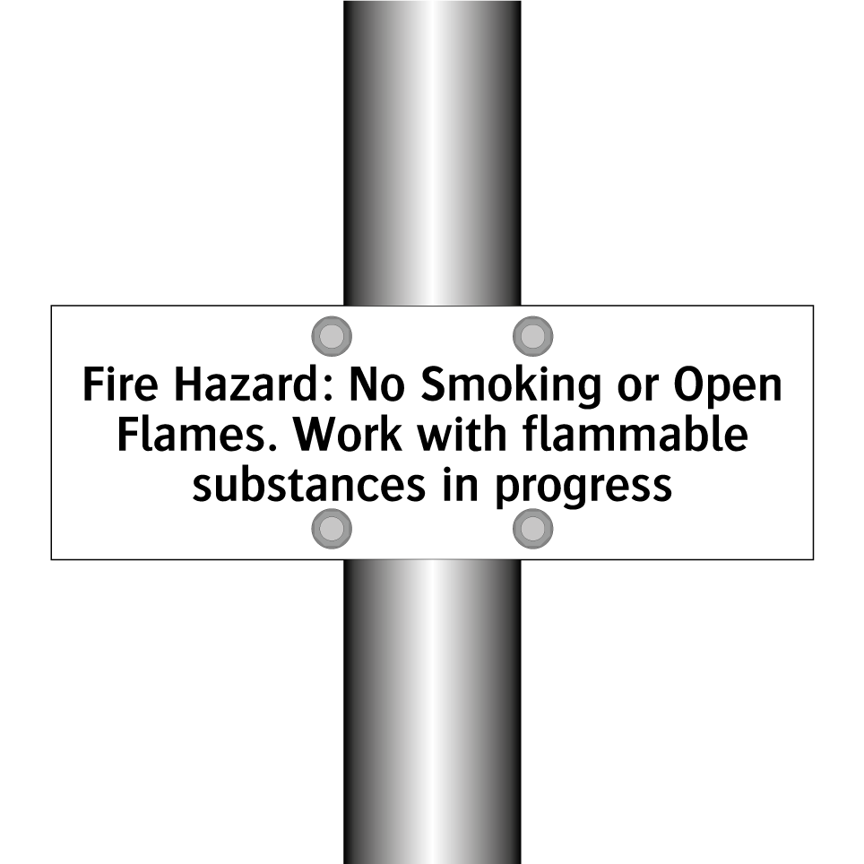 Fire Hazard: No Smoking or Open Flames. Work with flammable substances in progress