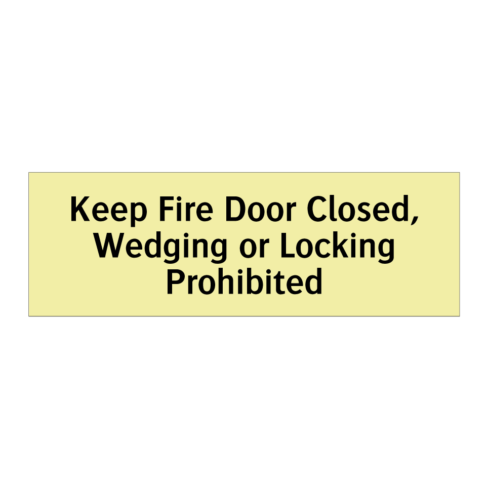Keep Fire Door Closed, Wedging or Locking Prohibited