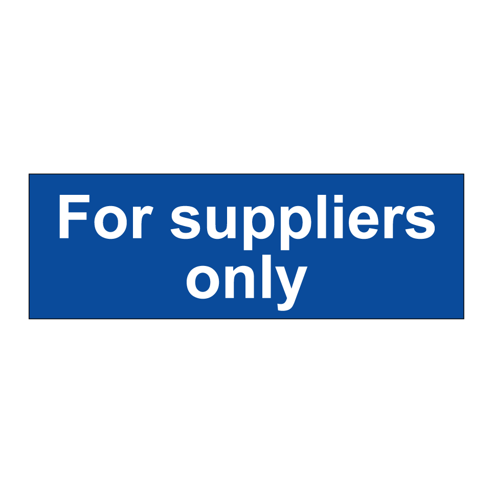 For suppliers only