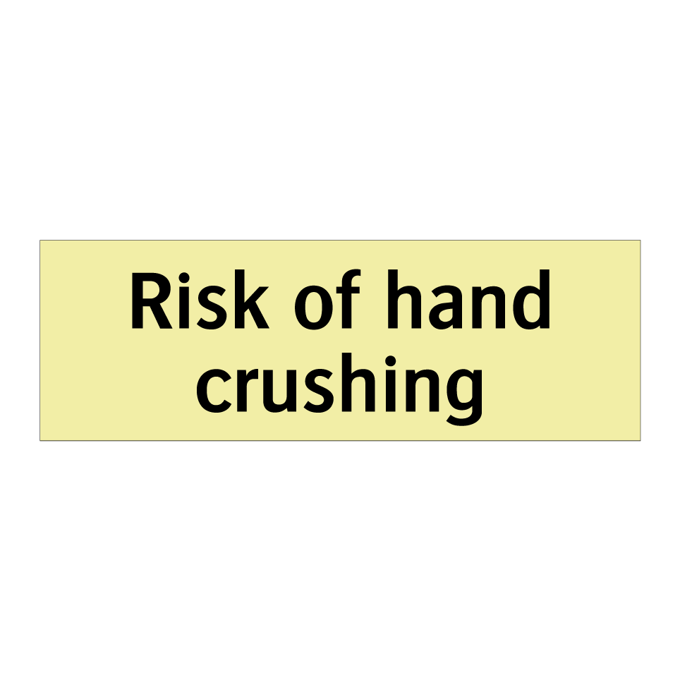 Risk of hand crushing