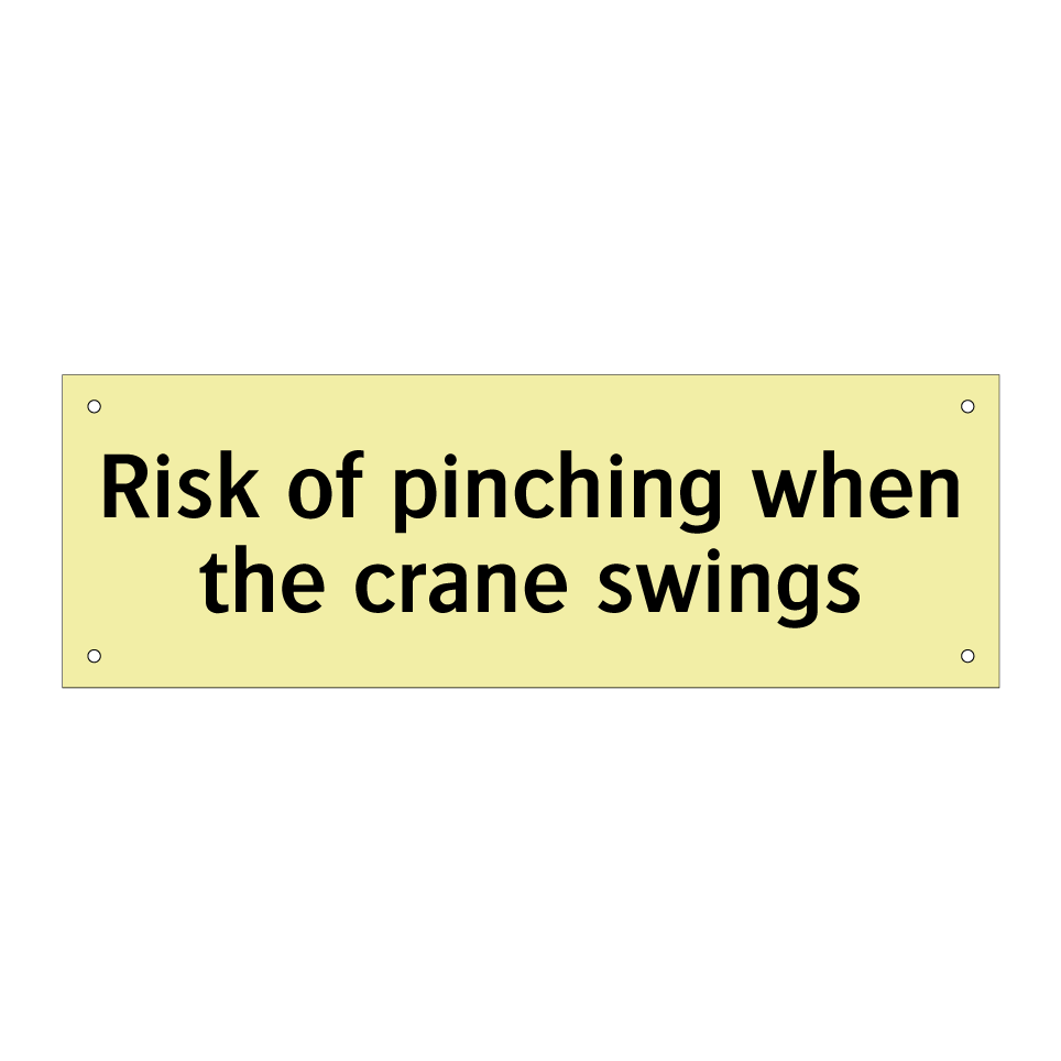 Risk of pinching when the crane swings