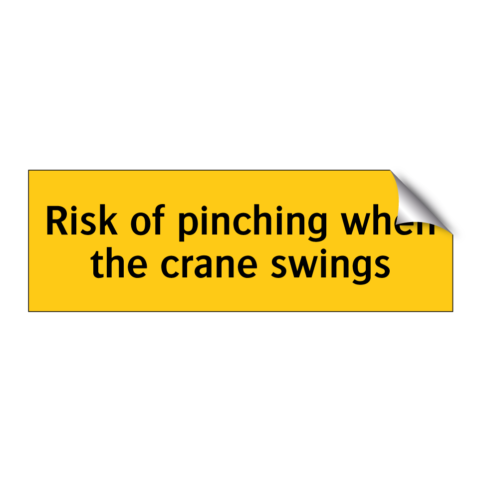 Risk of pinching when the crane swings