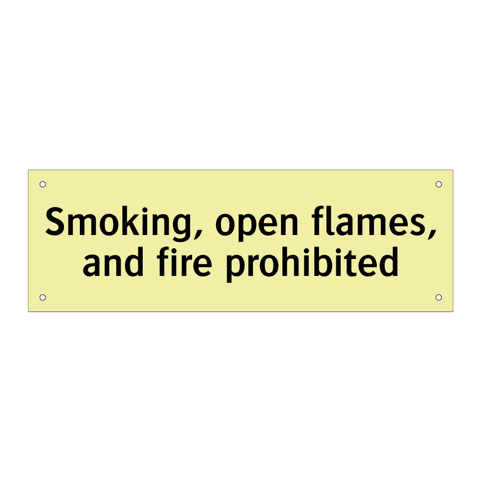 Smoking, open flames, and fire prohibited