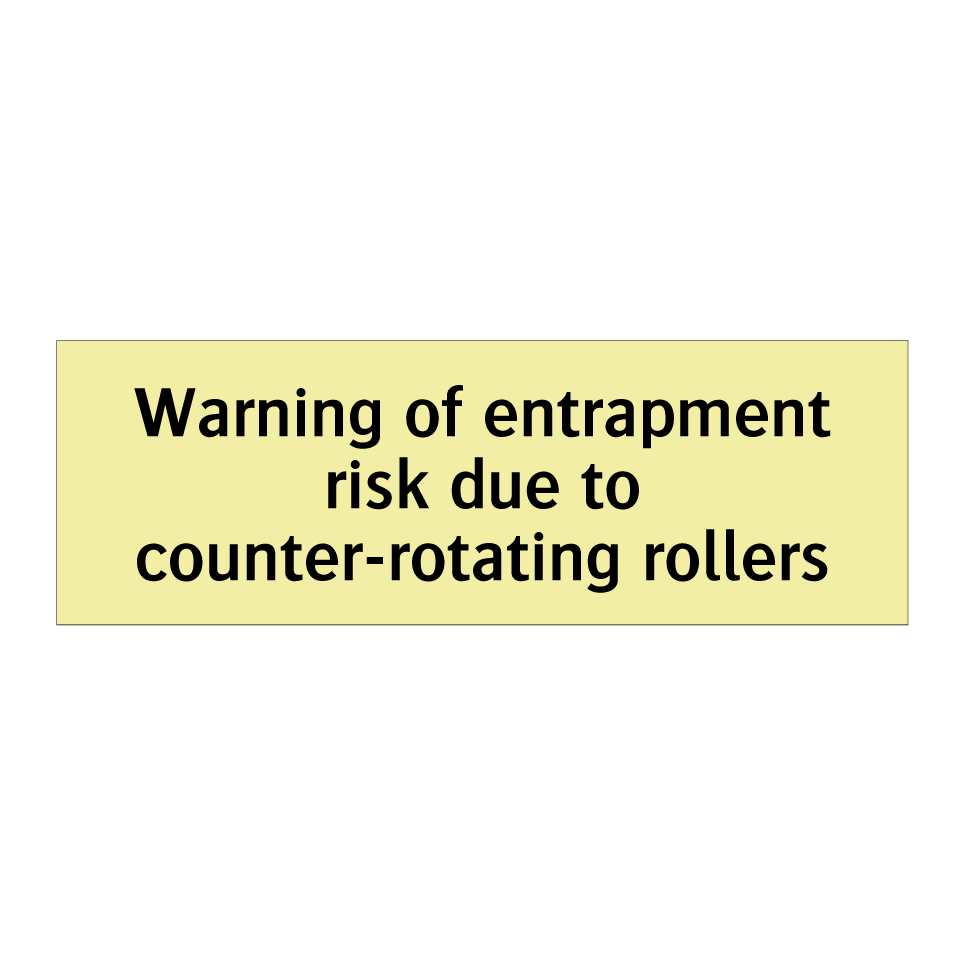 Warning of entrapment risk due to counter-rotating rollers
