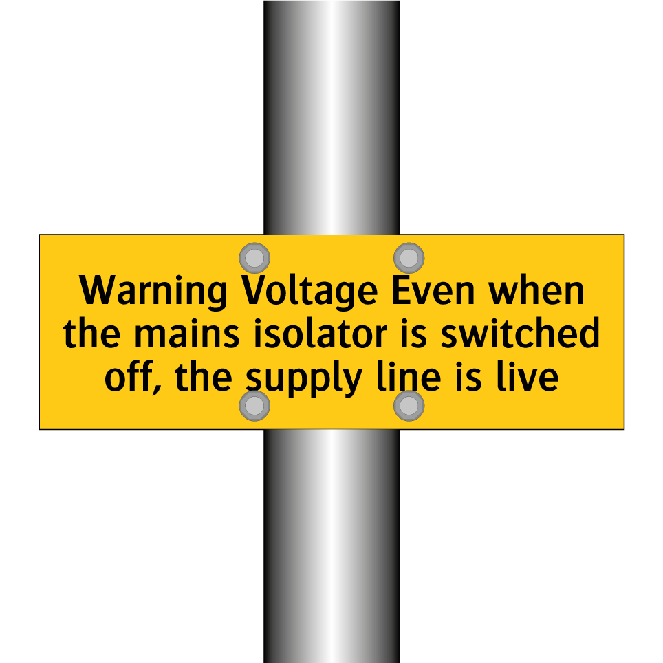 Warning Voltage Even when the mains isolator is switched off, the supply line is live