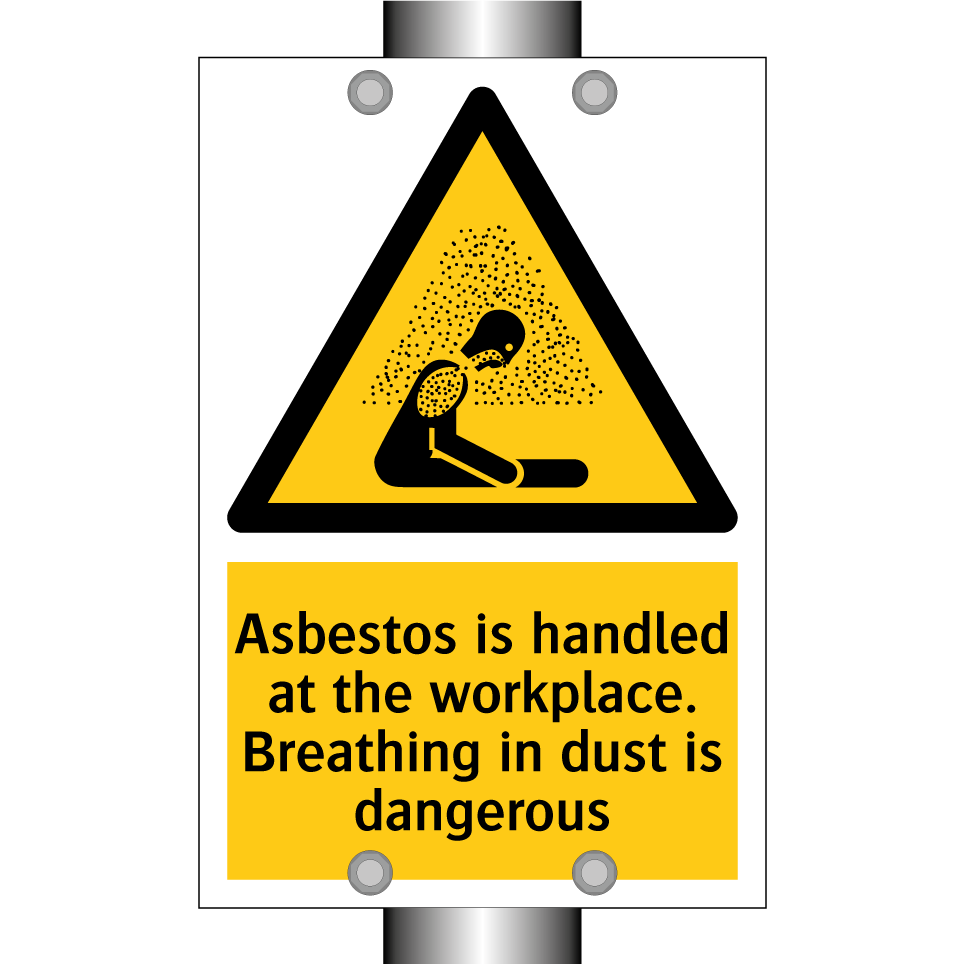 Asbestos is handled at the workplace. Breathing in dust is dangerous