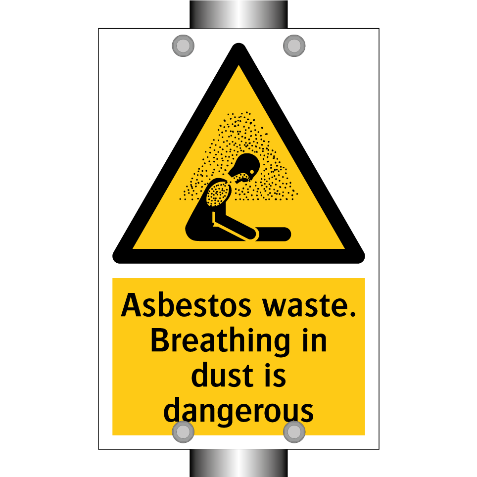Asbestos waste. Breathing in dust is dangerous