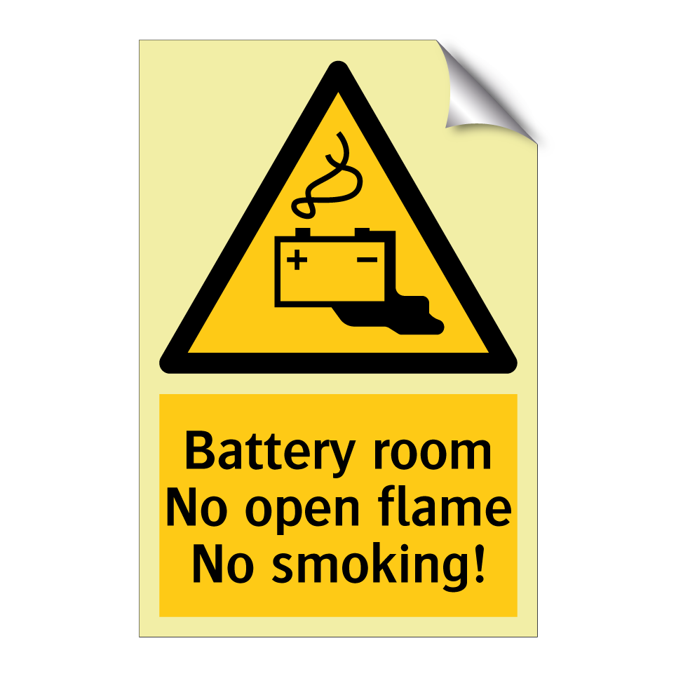 Battery room No open flame No smoking!