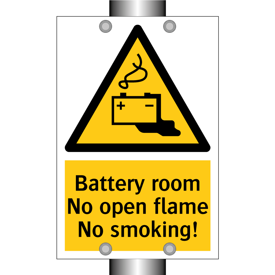 Battery room No open flame No smoking!